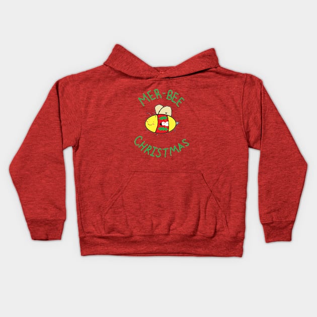 MerBee Christmas Kids Hoodie by badlydrawneverything